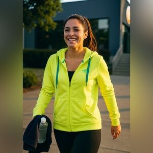 The North Face Women's Neon Yellow Zip-Up Hoodie